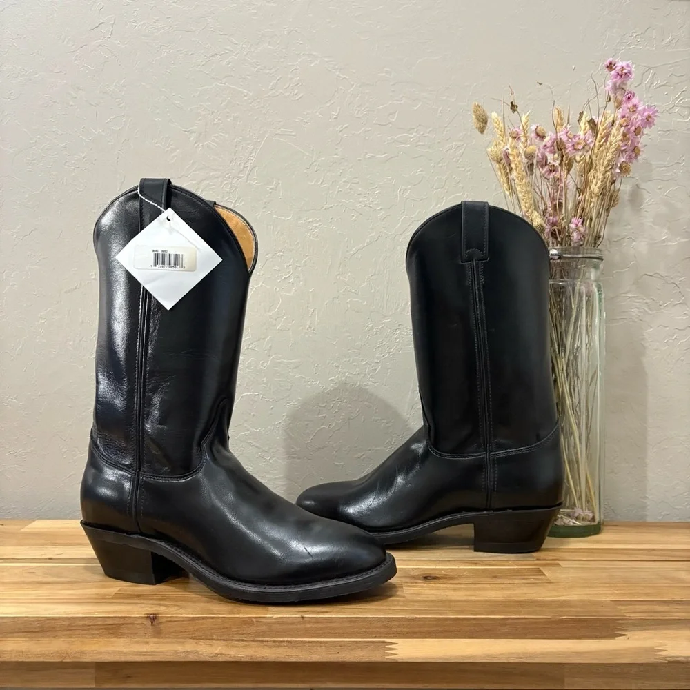 Vintage NWT Justin Boots 3040 Black Roper Boots Men’s 9D USA NOS w/Box - Picture 5 of 15